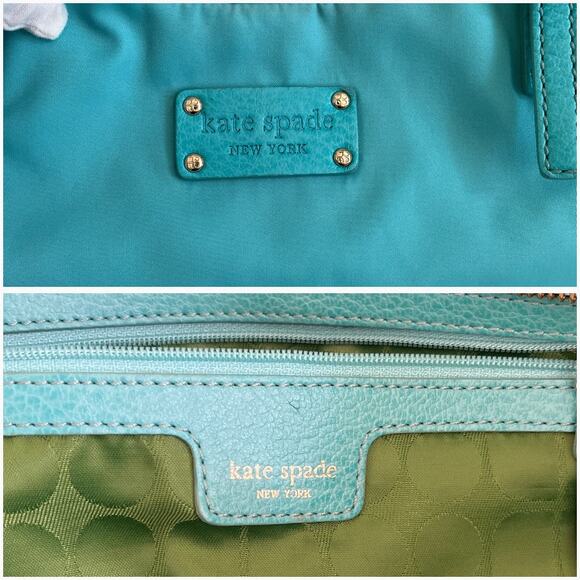 KATE SPADE Nylon and Leather Large Turquoise Shoulder Bag - Picture 11 of 15